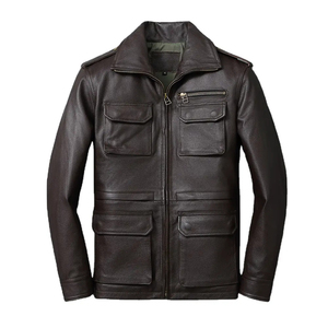 Veste en cuir vintage pour homme, style décontracté, veste de motard, manches longues, chaude, mode d'hiver pour la rue et le quotidien - Product Image 1