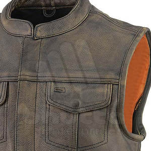 Gilet en cuir rétro pour homme, taille plus, tendance, sans manches, coupe-vent, décontracté, automne 2025 - Product Image 3