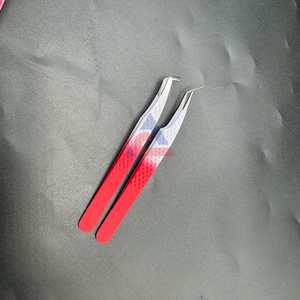 Pince à épiler de haute qualité pour cils rouge avec poignée de confort enduite de poudre blanche Pince à épiler à 90 degrés en acier durable - Product Image 6