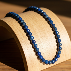 Collar de cuentas de piedra de lapislázuli Natural curativo para mujer, cierre de plata de 18 pulgadas 925, diseño anudado a mano, accesorio de moda - Product Image 3