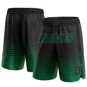 Industrie Direct Engro Sportswear Pantalones cortos de baloncesto Custom Black Kelly Green Pinstripe Fade Fashion Authentic Basketball Shorts - Product Image 1