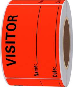 Autocollants pour laissez-passer de visiteur Étiquettes d'identification de nom de visiteur orange Autocollants de 2x3 pouces 300 étiquettes par rouleau - Product Image 3
