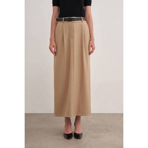 กระโปรงทรงตรงถักจากผ้าขนสัตว์พร้อมเข็มขัดปรับได้สำหรับใส่ทำงาน - Product Image 3