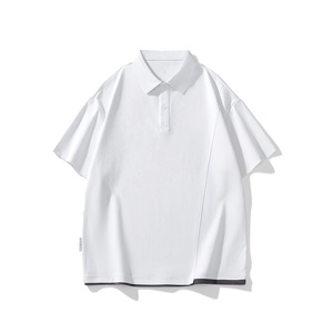 Camiseta Polo para Hombre, Manga Corta, Corte Holgado, Hombros Caídos, Tejido de Punto, Color Sólido, Estilo Casual Urbano, Camiseta de Verano - Product Image 1