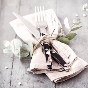 Ensemble de couverts en acier inoxydable avec poignées en céramique noire, ensemble de couverts de luxe, vaisselle en acier miroir, décor de mariage - Product Image 4