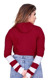 Sudadera con Capucha para Mujer, Invierno, Transpirable, Forro Polar, Poliéster, Manga Larga, Personalizable, Top Corto con Colores Personalizados - Product Image 2