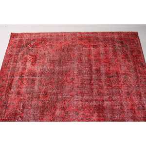Vintage Turkish Rug 5.2x9.4 ft, <b>Red</b> Large Abstract <b>Wool</b> Rug - Product Image 5