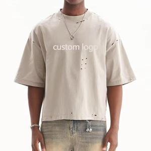เสื้อยืดโอเวอร์ไซส์แบบฟอกสี 100% ผ้าฝ้าย วินเทจ ลุคสตรีทแวร์ คอกลม แขนสั้น สำหรับผู้ชาย เสื้อฟอกสี - Product Image 5