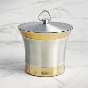 Seau à glace moderne en acier inoxydable avec couvercle, louche et bouton en bois, finition mate élégante pour la maison, les bars, les fêtes et les cadeaux - Product Image 4