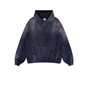 Sudadera con capucha bordada con parche de rizo de algodón pesado para hombre, ropa de calle con logotipo personalizado, diseñador de puff ácido, Invierno 6XL, piedra desteñida - Product Image 4