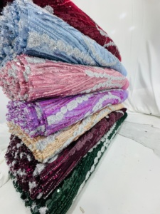 Fashionable 3D French Mesh Voile Tulle Lace <b>Fabric</b> with <b>Beads</b> Sequins Embroidery Wedding Clothes Accessories Sustainable Feature - Product Image 3