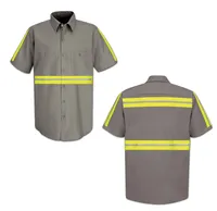 Vêtements de travail réfléchissants à manches courtes haute visibilité pour l'été, uniforme boutonné pour les gardiens, les mécaniciens, les pompiers, les agents de sécurité, les hommes