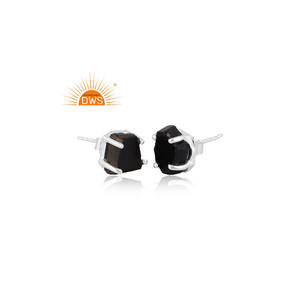 Último diseño de plata esterlina Natural negro obsidiana piedra preciosa pendiente joyería personalizada para mujer regalo para ella - Product Image 2