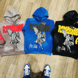 Meilleure vente 400gsm sweat à capuche épais surdimensionné étiquette de logo personnalisé sweat à capuche d'impression bouffante pour l'hiver haute qualité en gros brodé - Product Image 4