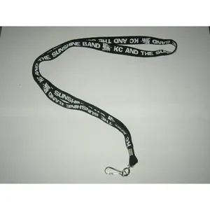 Custom-Logo <b>Polyester</b> <b>Lanyard</b> with Hook-Black/White-Offset/Gravure/Silk Screen Printing - Product Image 1