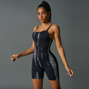 Monos cortos deportivos de una pieza con tinte de corbata para mujer, peleles de Yoga elásticos sin mangas sin costuras, ropa de Yoga para gimnasio - Product Image 3