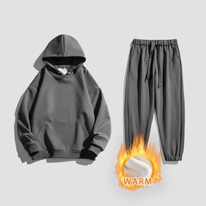 Conjunto Deportivo de Dos Piezas para Mujer, Invierno, Estampado, Grueso, Cálido, Cortavientos, con Capucha, Manga Larga, Pantalón, Color Sólido, Informal, para Correr - Product Image 4