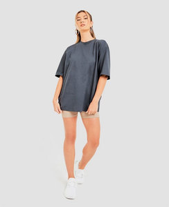 T-shirt en denim à fermeture éclair pour femmes, été, 100% coton, impression personnalisée OEM, t-shirts vierges de haute qualité, vente en gros, entrepôt américain - Product Image 4