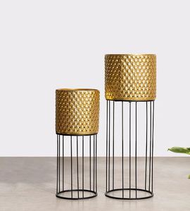 Maceta de flores de Metal con diseño de diamantes de alta calidad con soporte para el hogar, hoteles, centros comerciales, restaurante - Product Image 4