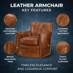 Sillón de Cuero Tradicional Minimalista, Silueta Elegante, Patas Resistentes, Ecológico y Duradero para Dormitorio, Comedor, Hotel y Uso en Exteriores - Product Image 2