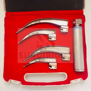 Ensemble de laryngoscope à fibres optiques 4 lames Manuel Haute qualité Acier inoxydable Certifié CE Fabriqué au Pakistan Instruments Surgiright - Product Image 1