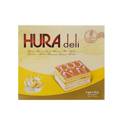 Wholesale Bibica Hura Layer Cake Deli Butter Milk 168g/ Vietnamese Cake Exporter
