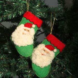 <b>Personalized</b> Handmade Eco-Friendly Green Traditional Wool Felt <b>Stockings</b> for <b>Christmas</b> Holidays Custom Design Santa <b>Stockings</b> - Product Image 1