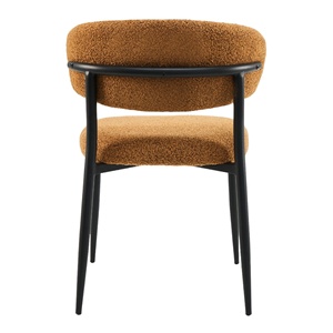 Sedia da Pranzo Moderna Nordica Personalizzata in Tessuto Bouclé Imbottito con Schienale Curvo e Telaio in Metallo - Product Image 4