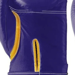 Professional Purple Gold Leather Boxing Gloves <b>Velcro</b> Wrist Training Sparring Gloves for Men and Women - Product Image 6