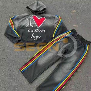 2025 Unisex personalizado de alta calidad transpirable de gran tamaño Puff estampado chándal 100% algodón Casual ropa de invierno de talla grande patrón sólido - Product Image 5