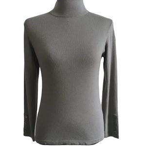 Pull à col roulé d'hiver décontracté à la mode de haute qualité pour femmes bouton détail Polyester/coton Anti-boulochage pull tricoté - Product Image 1
