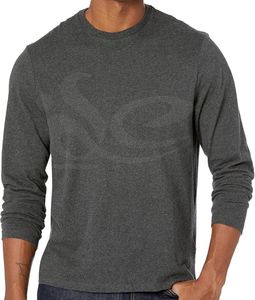 T-shirt à col rond anti-rides pour homme, coupe ajustée, 100% coton, respirant, manches longues, style streetwear, logo personnalisé, poids lourd vierge - Product Image 1