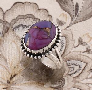 Composite Turquoise Oval Cabochon Gemstone <b>Ring</b> 925 Sterling Silver <b>Boho</b> Engagement Middle Finger <b>Ring</b> - Product Image 1