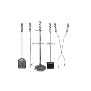 Vintage-style handcrafted metal fire pit tools set with decorative twisted handles and extra-strong steel construction - Product Image 1