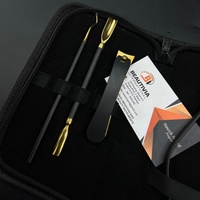 Kit de pédicure professionnel en acier inoxydable noir et or, avec repousse-cuticules, ciseaux, coupe-ongles, logo personnalisé pour manucure