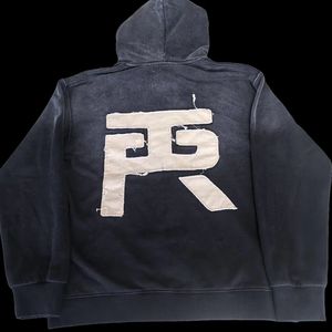 450gsm lavé à l'acide hommes sweats à capuche Applique broderie coton lourd surdimensionné goutte épaule fermeture éclair à capuche personnalisé pull éponge français - Product Image 2