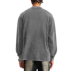 Sudaderas y Hoodies Unisex de Algodón Felpa, Estilo Vintage, Lavado Ácido, Desgastado, Bordado, Cuello Redondo para Hombre - Product Image 4