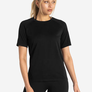Camisetas ajustadas de manga corta con cuello redondo liso para mujer, camisetas ajustadas para correr y gimnasio, ropa transpirable, Camiseta básica de Yoga - Product Image 1