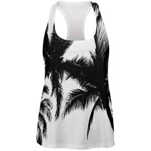 Women's White Palm <b>Tree</b> Print Tank Top Breathable Knitted 100% Polyester Scoop Neck Casual Sleeveless Top Reasonable Price - Product Image 1