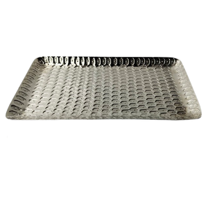 Vente en gros de plateau de service moderne en aluminium de couleur noire et or de forme rectangulaire pour dessus de table et décoration de fête - Product Image 5