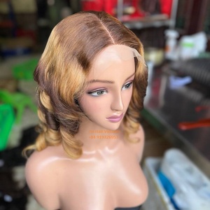 Trending <b>Wigs</b> Human Hair Lace Front Vietnamese Raw Hair Bouncy Curly Glueless <b>Wigs</b> Pixie Curls Perruque Customize - Product Image 2