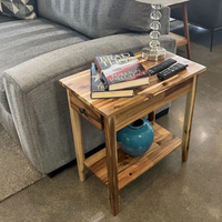 Table basse en bois d'acacia au design moderne avec étagères ouvertes et tiroir, rangement durable pour salon - FURAKA ET33