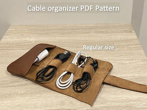 Organisateur de câbles de luxe en cuir véritable écologique fait à la main avec fermeture à glissière porte-cordon de voyage léger et Durable LCH-0040 - Product Image 4