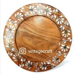 Elegante Bandeja de Servicio Hecha a Mano con Incrustaciones de Nácar Pulido, Ecológica, Decorativa, de Lujo, Multiusos para Cocina, Comedor y Mesa - Product Image 3