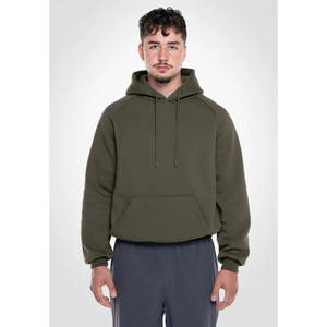 Vente en gros sur mesure de haute qualité 100% coton polaire tissu couleur olive hommes hiver sweat à capuche sérigraphie pull respirant - Product Image 1