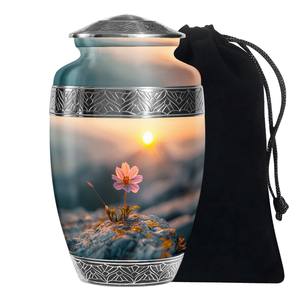 Urna Funeraria con Diseño de Flor de Recuerdo para Cenizas de Adultos, Estilo Europeo/Americano, Duradera y Ecológica, Diseño Personalizable (10 Pulgadas) - Product Image 1