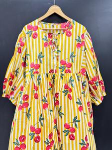 เดรสผ้าคอตตอนพิมพ์ลายดอกไม้ชุดมิดิแต่งพู่แบบลำลองมีรอบเอวธรรมชาติระบายอากาศถือง่ายสำหรับวันหยุดพักผ่อนชายหาดอินเดีย - Product Image 6