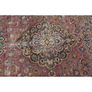 พรมขนสัตว์สีน้ำตาลสีชมพูแบบดั้งเดิมดั้งเดิมขนาด4.6x7.9ฟุตวินเทจแบบตุรกีการเย็บปะติดปะต่อกันทรงสี่เหลี่ยมผืนผ้าดีไซน์ห้องนั่งเล่นพรมลาเท็กซ์สำรองใหม่ - Product Image 5