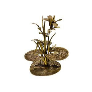 Su interior con esta escultura de ramo de flores de loto exquisitamente elaborada en un lujoso latón con acabado dorado - Product Image 4