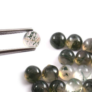10X10MM AAA ágata de musgo Natural cabujón redondo Flatback semiprecioso calibrado piedras preciosas sueltas fabricación de joyas lote al por mayor - Product Image 2
